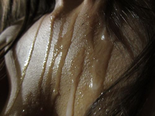 Sexy close up of a jizz covered chest