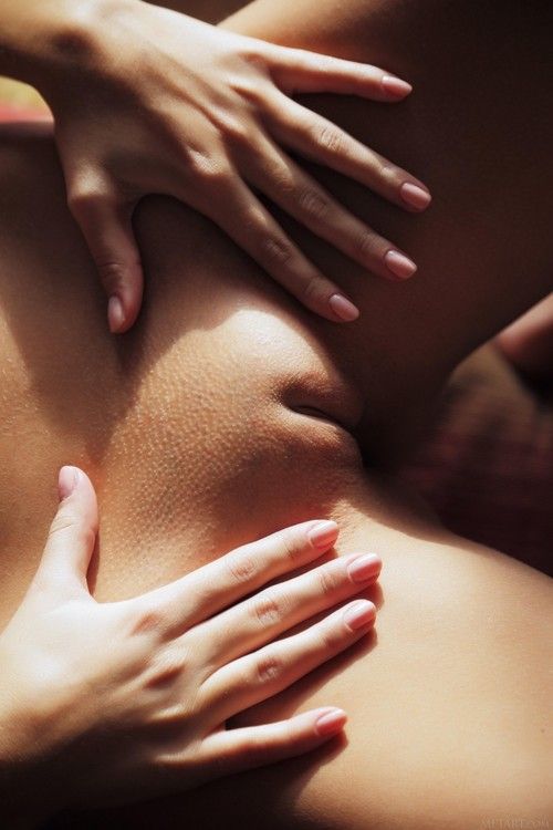 erotic shaven pussy in close up