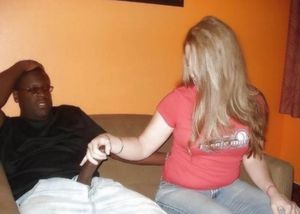 Grabbing hold of black cock