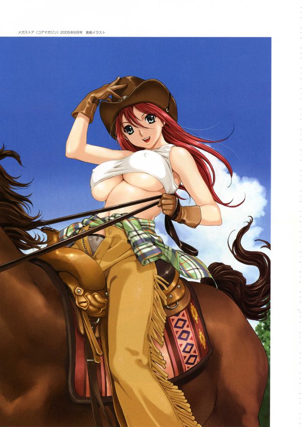 huge redhead tits on a horse