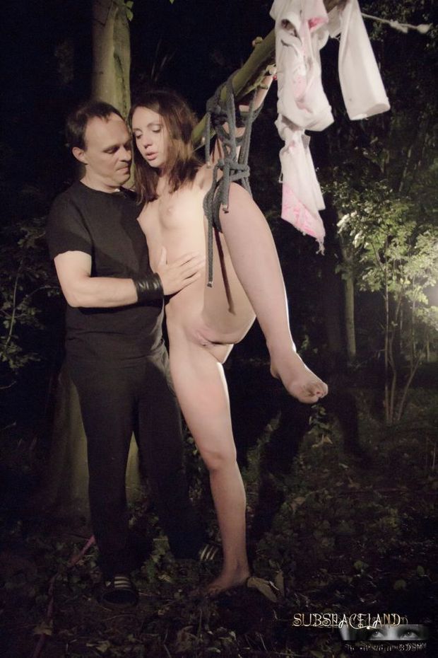 Russian angel restrained in the night for bdsm fuck