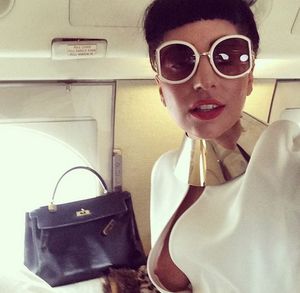 Lady Gaga Exposes a Breast in her Private Jet