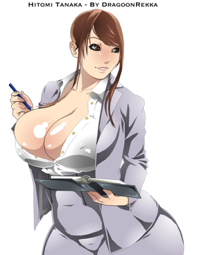 huge brunette tits in office-lady uniform