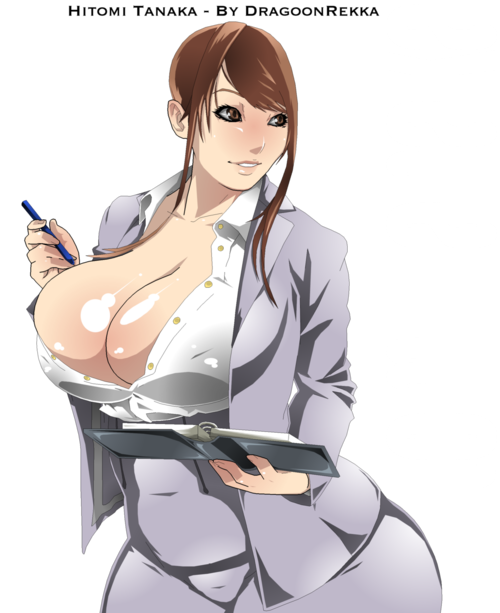 huge brunette tits in office-lady uniform