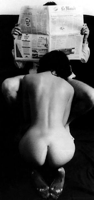 Master reading the newspaper