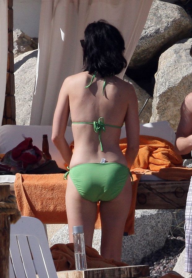 Katy Perry in green bikini voyeur