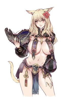 big blonde kitty-mage titties