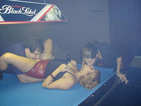 slutwivesworld: Your #Hotwife at the bar pool tables. 