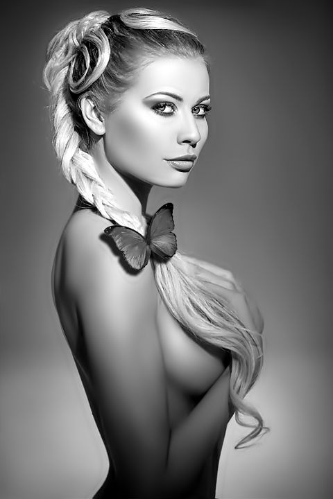 big blonde tits with butterfly braid