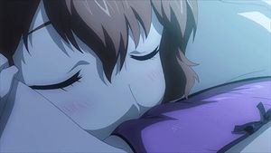 huge brunette tits jiggle as lesbian sniffs panties