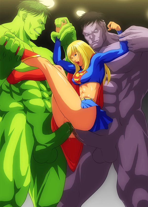 Green and Grey Hulk vs Supergirl by Raliuga