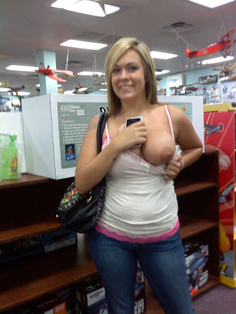 Pulling Out Her Tit In Hobby Store