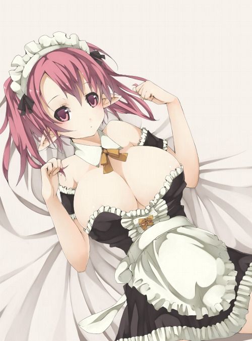 huge redhead elf tits busting out of maid uniform
