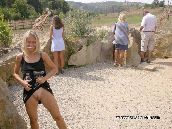 Blonde on a public flashing dare