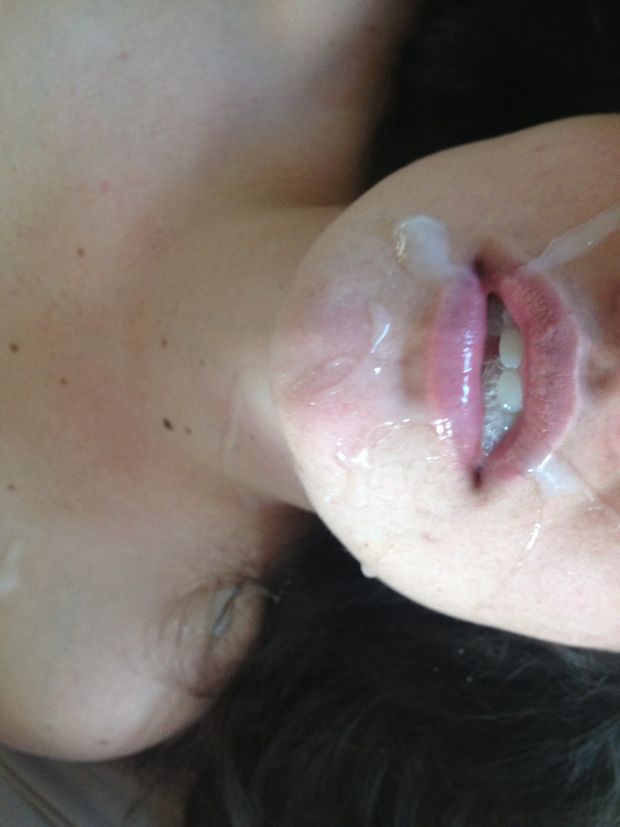 Cum covered lips