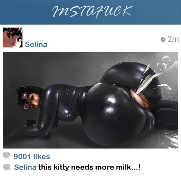 after_sex all_fours anus ass batman_(series) bodysuit breasts catwoman crotchless cum cum_in_ass cum_in_pussy cum_inside dc female goggles huge_ass instagram kaihlan looking_back mask parody pussy selfie selina_kyle skin_tight solo tight_clothes