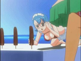 big bouncy blunette teen tits in bikini molests a chocolate covered banana