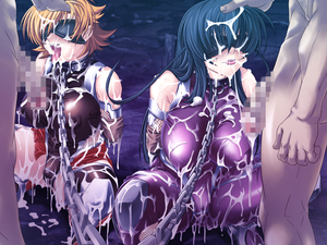blindfold breasts bukkake censored chains collar cum cum_in_mouth cum_on_body cum_on_breasts cum_on_clothes cum_on_floor cum_on_hair cum_on_lower_body cum_on_upper_body facial flaccid igawa_asagi igawa_sakura kagami large_breasts lilith-soft naughty_face