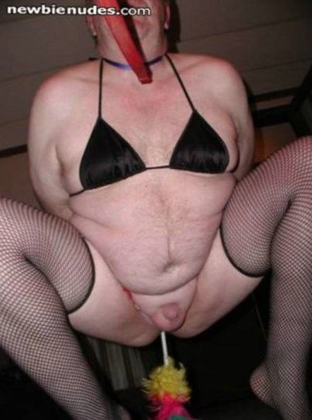 sissy hopping around  while being pulled  on  leash