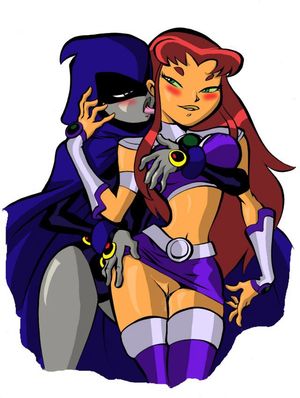Raven feeling up Starfire