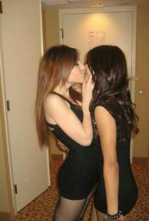 Sexy friends kissing.
