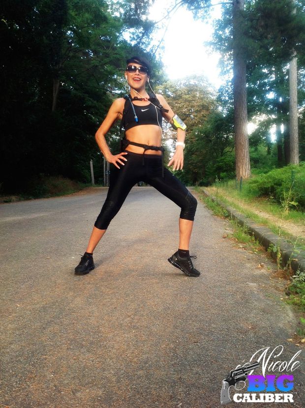 Amateur photos of a well hung shemale posing outdoors