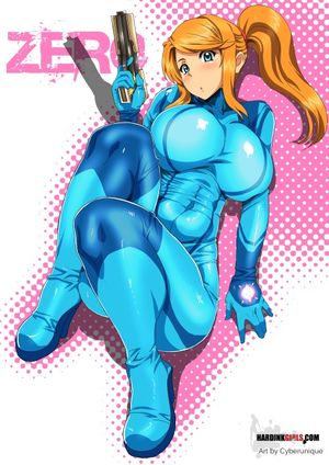 Samus Aran's huge blonde tits in zero suit