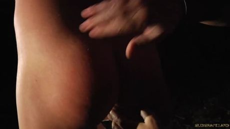 Gorgeous, fit slave girl sucks cock while master is pulling her hair and then her pussy is covered in hot wax.