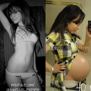 pregnant brunette before and after