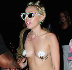 Topless Miley Cyrus Wears Nipple Pasties at Fashion Week After Party