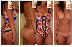 With and without swimsuit