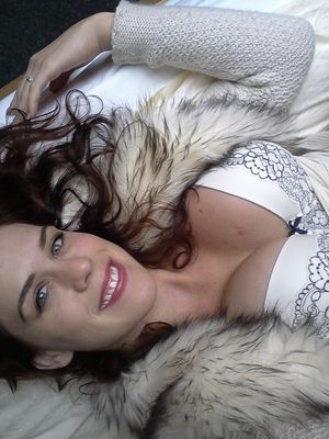 topless amateur redhead in lingerie