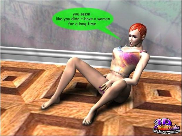 3D redhead horny babe rubs her pussy and clit til climax