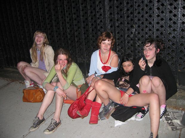 Don't mess with these girls...while they wait for the bus.