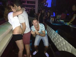 Friend was busted by the whole bar fingering some desperate whore's pussy.