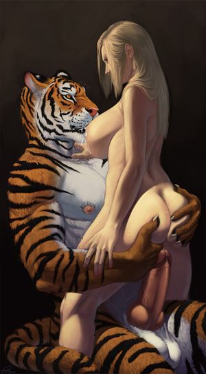 blonde and her tiger