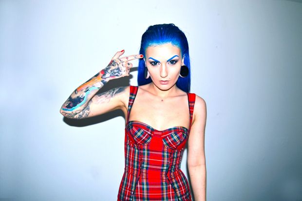 dutch blue hair emo girl with amazing tattoos on her hand tell hes gonna suck dick