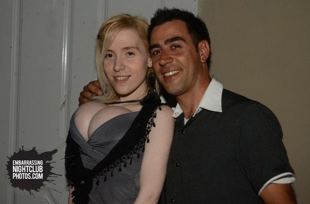 Tits pushed up so high she can't see her feet.