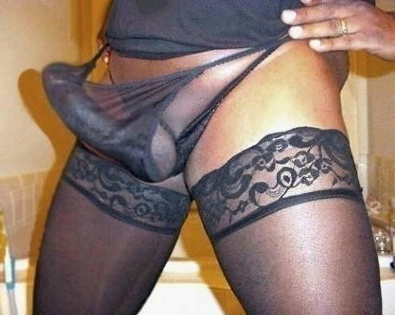 Trying on my wife's underwear.