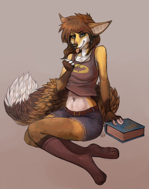 furry bookworm acting shy