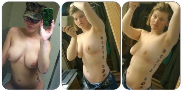 Marine chick with Devil Dog tattoo