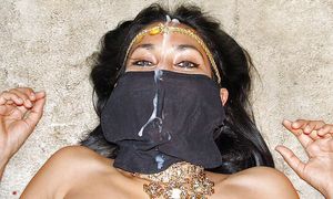 Persian babe taking a huge facial