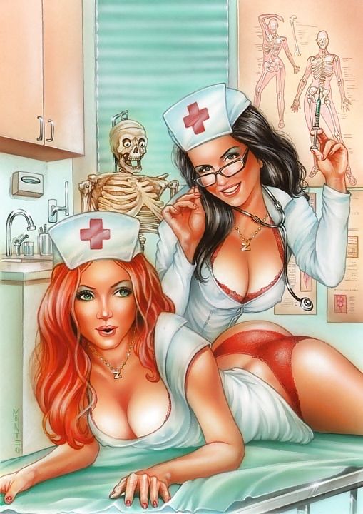 Two hot cartoon nurses