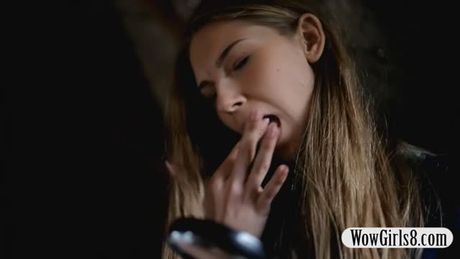 Pretty teen girl Anjelica rubs her clit until she squirts