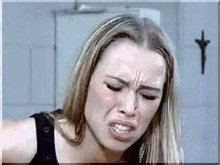 Fisting herself on a guy's hand & painfully liking it