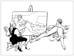 Manara's vision of Boucher's Odalisque being painted