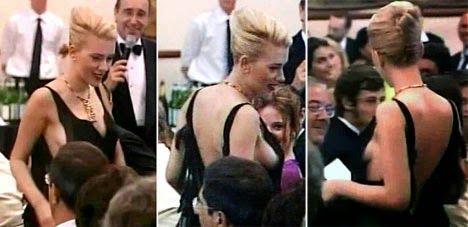 Scarlett Johansson's boob almost falls out of her dress