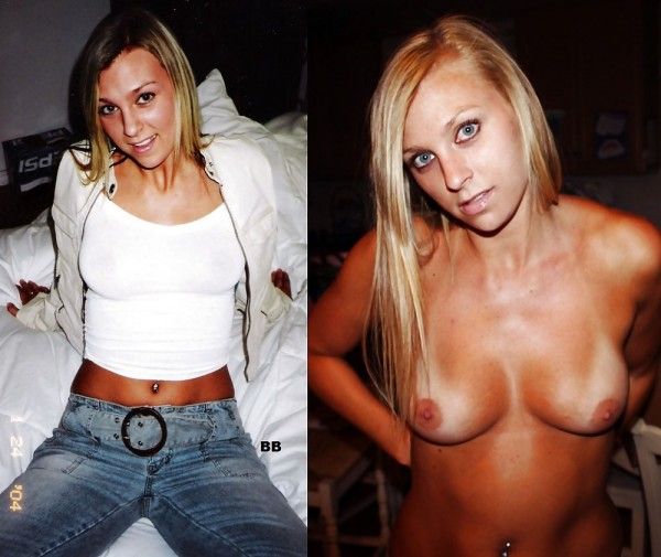Sexy blonde GF dressed undressed