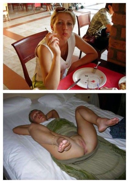 Sexy blonde wife dressed undressed