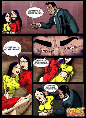 Two big breasted comics brunette lesbians about to be fucked by an enormous cock